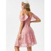 Lace Overlay Cold Shoulder Foldover Prom Dress - LIGHT PINK M