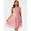 Lace Overlay Cold Shoulder Foldover Prom Dress - LIGHT PINK M