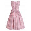 Belted Sleeveless Ditsy Floral Swing Dress - LIGHT PINK M