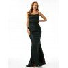 Sparkly Spot Print Mermaid Dress Floor Length Backless Prom Dress Ruched Spaghetti Strap Dress - BLACK XL