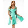Robe Evasée à Epaule Dénudée à Lacets Style Corset - Bleu Vert S