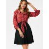 Ensemble de Haut Noué en Avant à Carreaux et de Robe Ligne A Sans Manches - multicolor A XL
