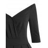 Raglan Sleeve Off Shoulder Surplice Ruched A Line Dress - BLACK XL