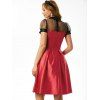Mesh Insert Belted Prom Dress - RED S