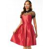 Mesh Insert Belted Prom Dress - RED S