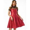 Mesh Insert Belted Prom Dress - RED 2XL
