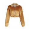 Quilted Velvet Drop Shoulder Zip Jacket - GOLDEN L