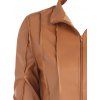 Topstitch PU Leather Zip Crop Jacket - COFFEE M