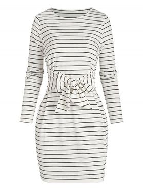 Striped Belted Mini Bodycon Dress