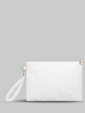 Minimalist Rectangle Faux Fur Wristlet Bag
