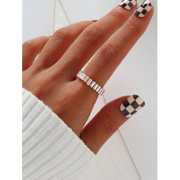 

Metal Geometric Faux Crystal Ring, White