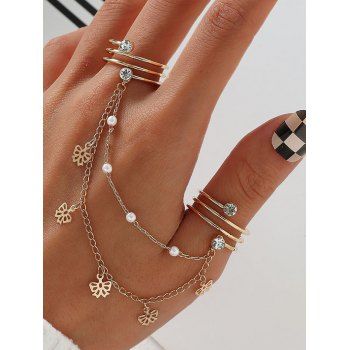 

Bow Charm Layered Chain Integrated Ring, Golden