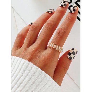

Chain Transparent Beads Ring, Golden