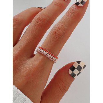 

3 Pcs Colored Diamante Shiny Ring Set, Multicolor a