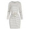 Striped Belted Mini Bodycon Dress - WHITE S