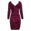 Velour Ruched Mini Slinky Dress - DEEP RED XL