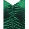 Mini Robe Fourreau en Velours Ruchée - Vert profond M