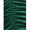 Velour Ruched Mini Slinky Dress - DEEP GREEN L