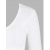 Wide Rib Long Sleeve Matching Skirt Set - WHITE XL