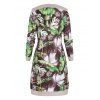 Tropical Print Kangaroo Pocket Hoodie Dress - multicolor S