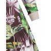 Tropical Print Kangaroo Pocket Hoodie Dress - multicolor L