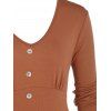 Mock Button Empire Waist Shirred Detail Midi Dress - DARK ORANGE M