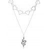 Hollow Out Heart Snake Layered Necklace - SILVER 