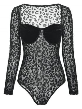 Leopard Corset Style Sheer Bustier Bodysuit