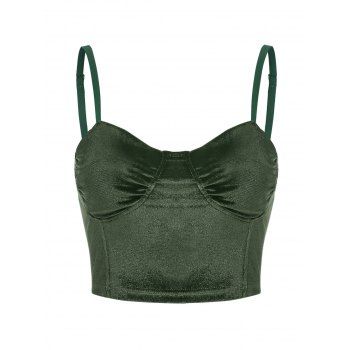 

Spaghetti Strap Velour Bustier Top, Deep green