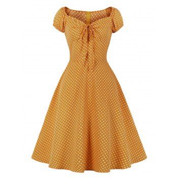 

Polka Dot Cinched Dress, Yellow