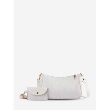 

2 Pcs Minimalist Textured Shoulder Bag Set, White
