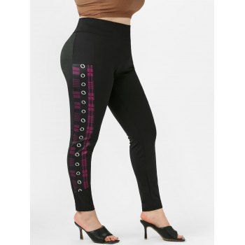 

Plus Size Plaid Checked High Rise Skinny Pants, Black