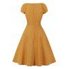 Polka Dot Cinched Dress - YELLOW M