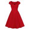 Cap Sleeve Ruched Sweetheart Dress - RED XXL