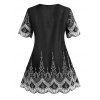 Plus Size Open Front Embroidered Cardigan - BLACK L