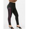 Pantalon Moulant à Carreaux à Coupe Haute Grande Taille - Noir 1X