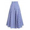 Gingham Print Maxi Skirt - BLUE XL