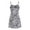 Zebra Animal Print Mini Slip Dress - BLACK M