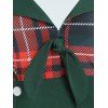 Plaid Tied Mock Button Halter Dress - RED S