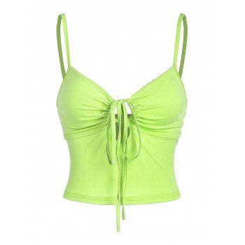 

Drawstring Keyhole Crop Camisole, Green