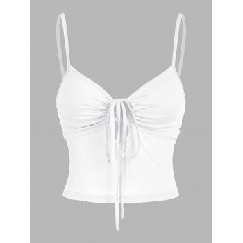 

Drawstring Keyhole Crop Camisole, White