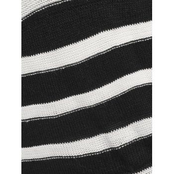 Turtleneck Drawstring Striped Sweater