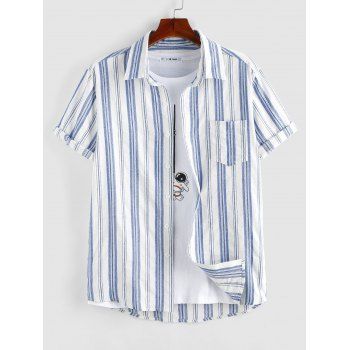 

Jacquard Striped Short Sleeve Shirt, Blue