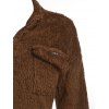 Faux Fur Flap Pockets Cropped Fuzzy Jacket - DEEP COFFEE L