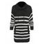 Turtleneck Drawstring Striped Sweater - BLACK L