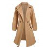 Lapel Double Breasted Wool Blend Coat - LIGHT COFFEE M