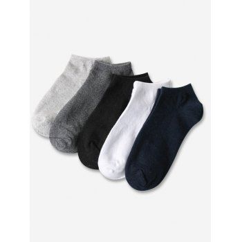 

5 Pairs Solid Color Cotton Ankle Socks, Multicolor n