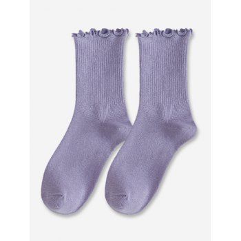 

Ribbed Lettuce Trim Crew Socks, Wisteria purple