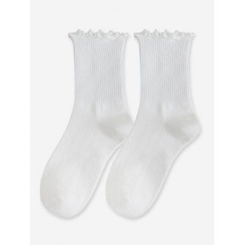 

Lettuce Trim Cotton Crew Socks, White