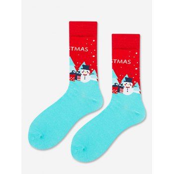 

Pair of Christmas Trees Snowman Gifts Pattern Crew Socks, Celeste